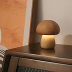 Houten paddenstoelnachtlamp