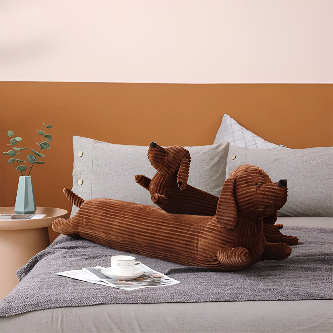 Pluche ergonomisch teckelkussen