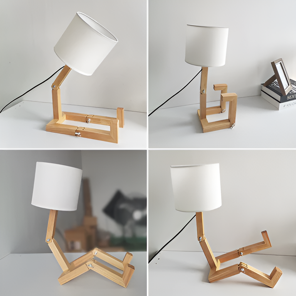 Flexibele robot bureaulamp van massief hout