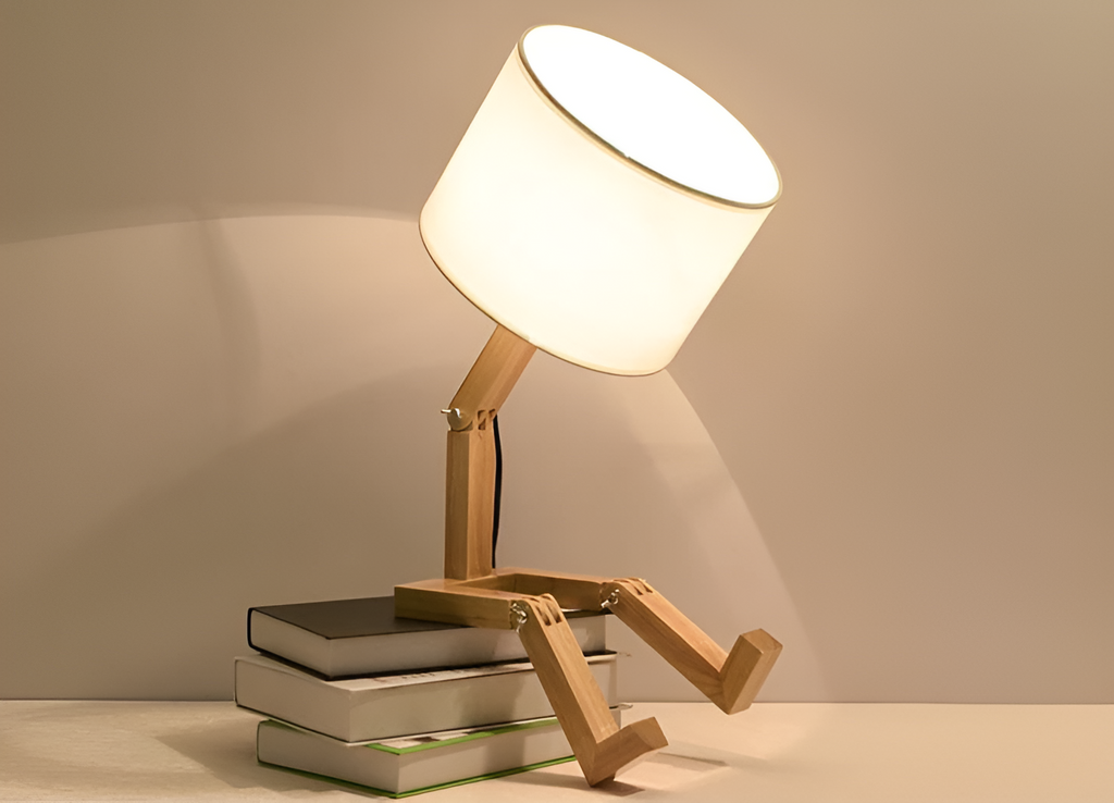 Flexibele robot bureaulamp van massief hout