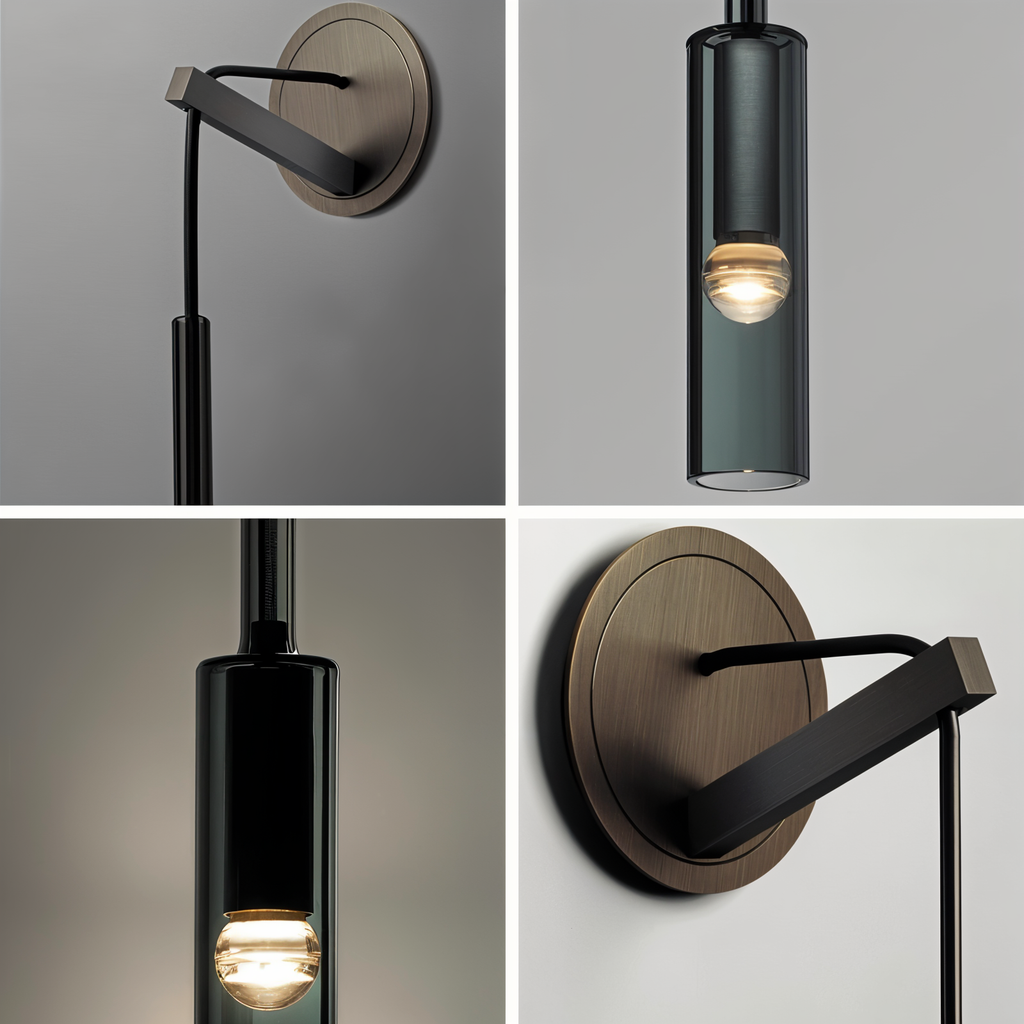 Minimalistische wandlamp met rookglas