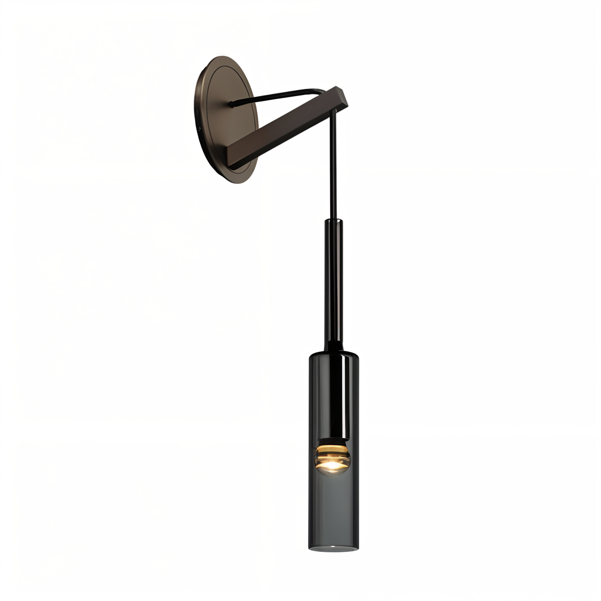 Minimalistische wandlamp met rookglas