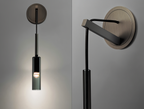 Minimalistische wandlamp met rookglas
