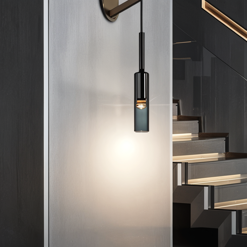 Minimalistische wandlamp met rookglas