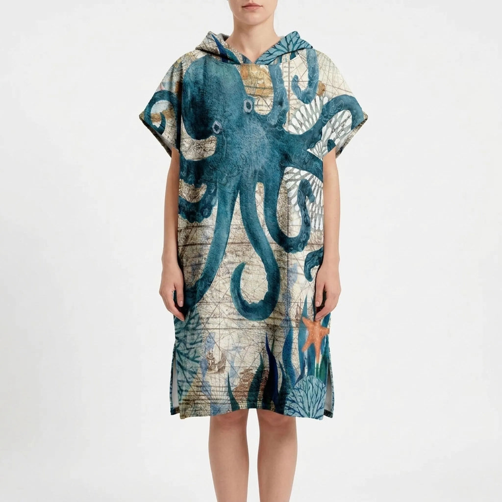Strandponcho met capuchon