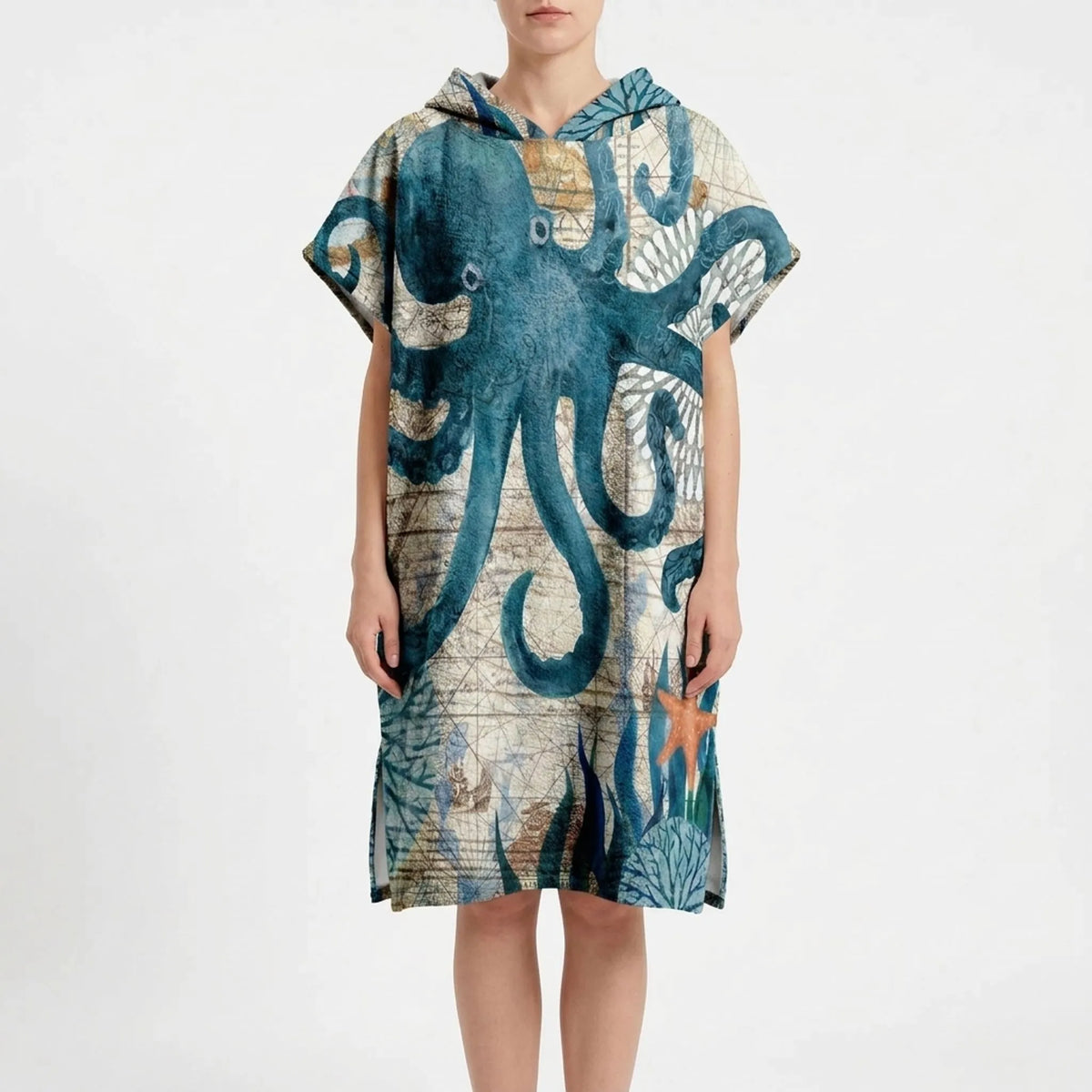 Strandponcho met capuchon