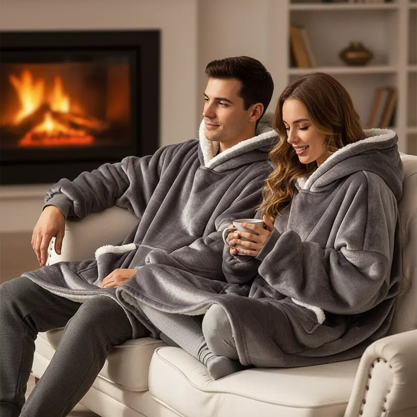Hoodie en dekentje gecombineerd