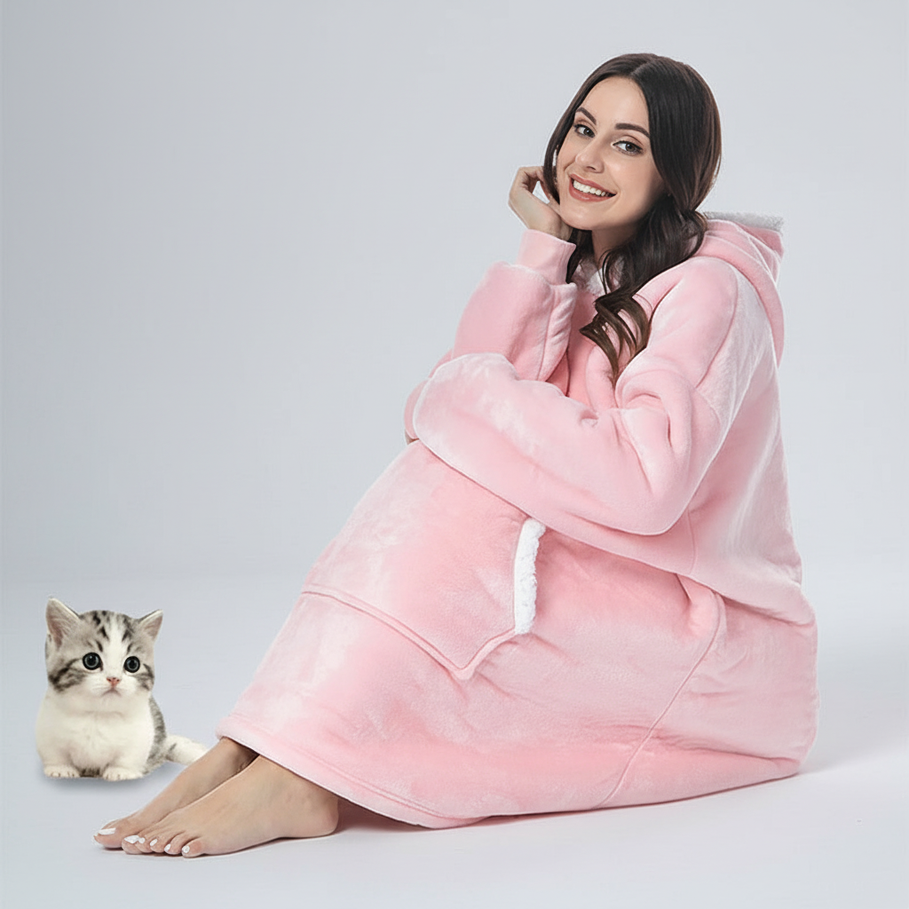 Hoodie en dekentje gecombineerd