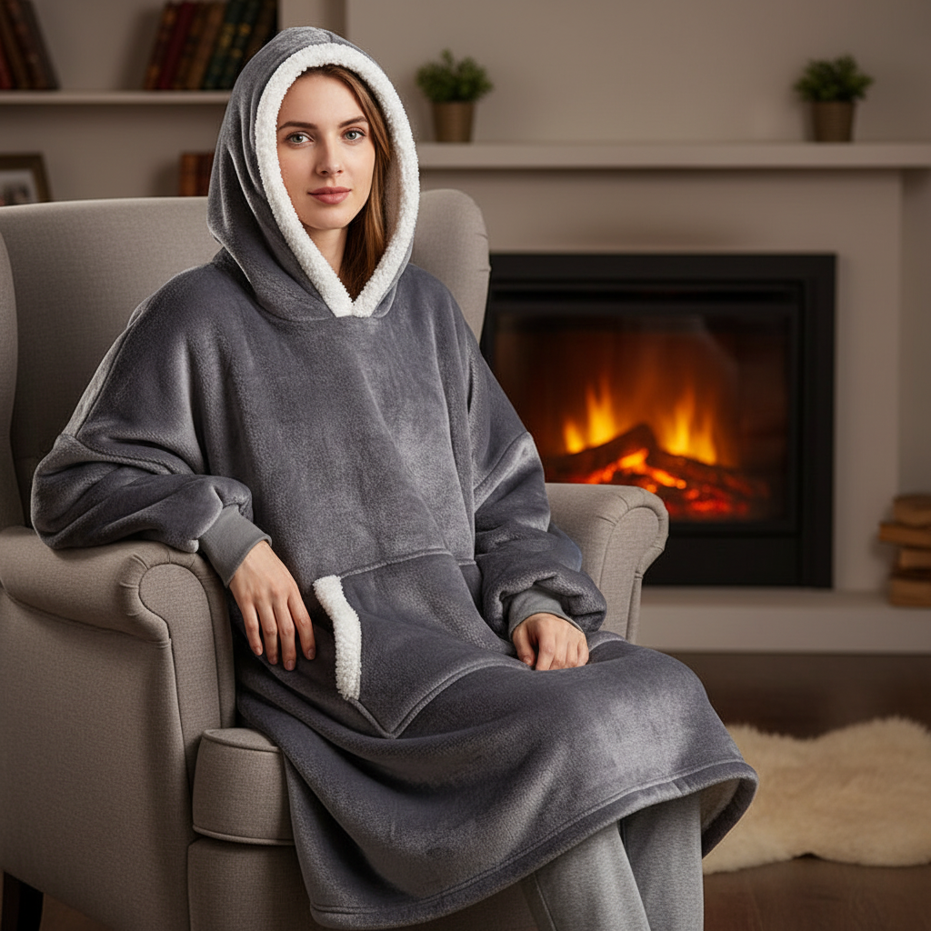 Hoodie en dekentje gecombineerd