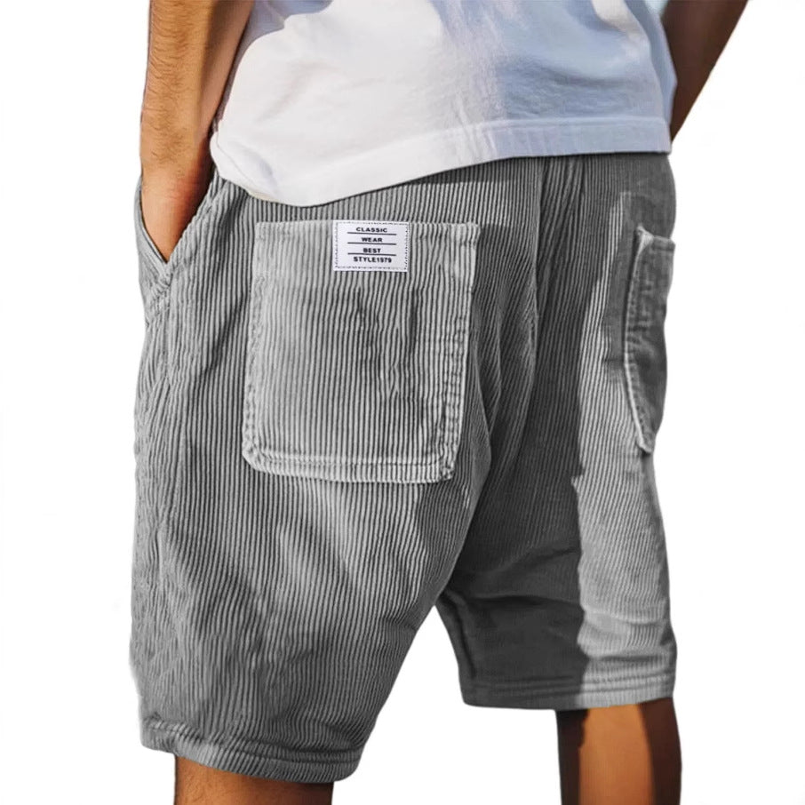 Laurens | Corduroy short met elastische taille en klepzakken