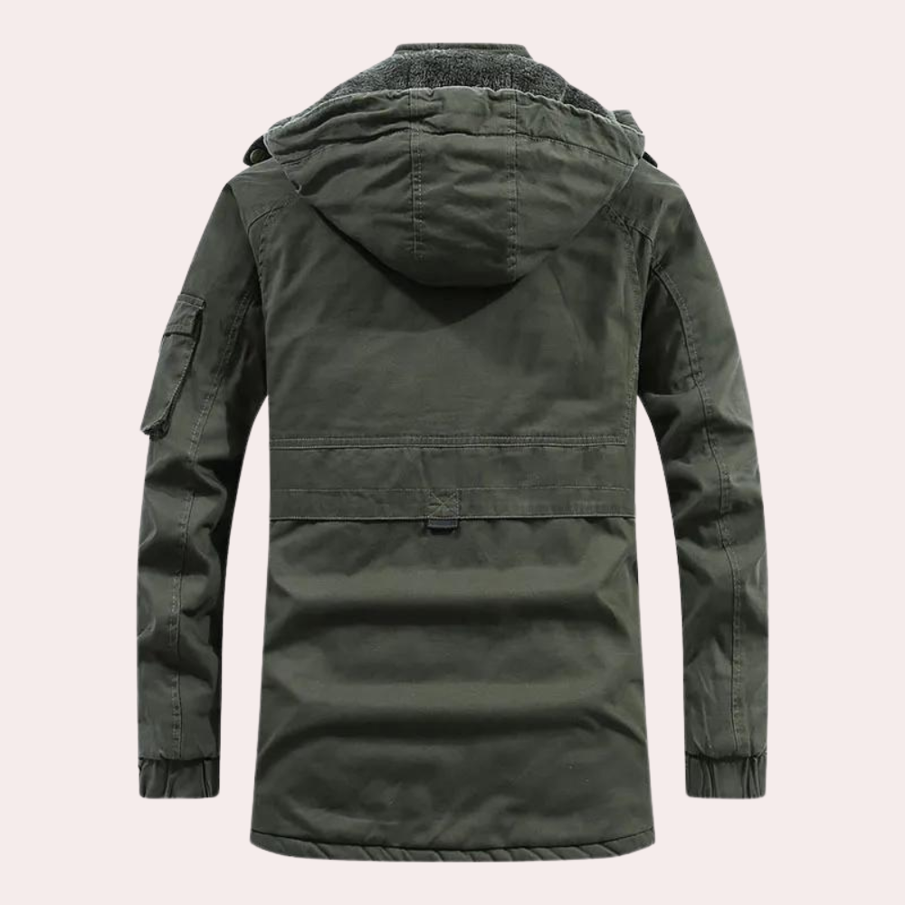 Gevoerde heren winterjas met warme capuchon