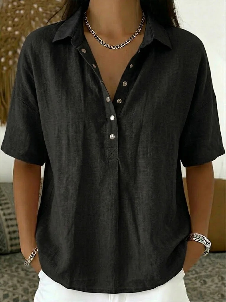 Nancy | Lichte damesblouse met kraag en knopen