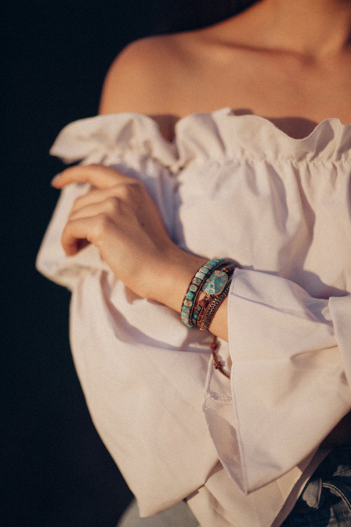 Turkoois kalmerende energie wikkelarmband