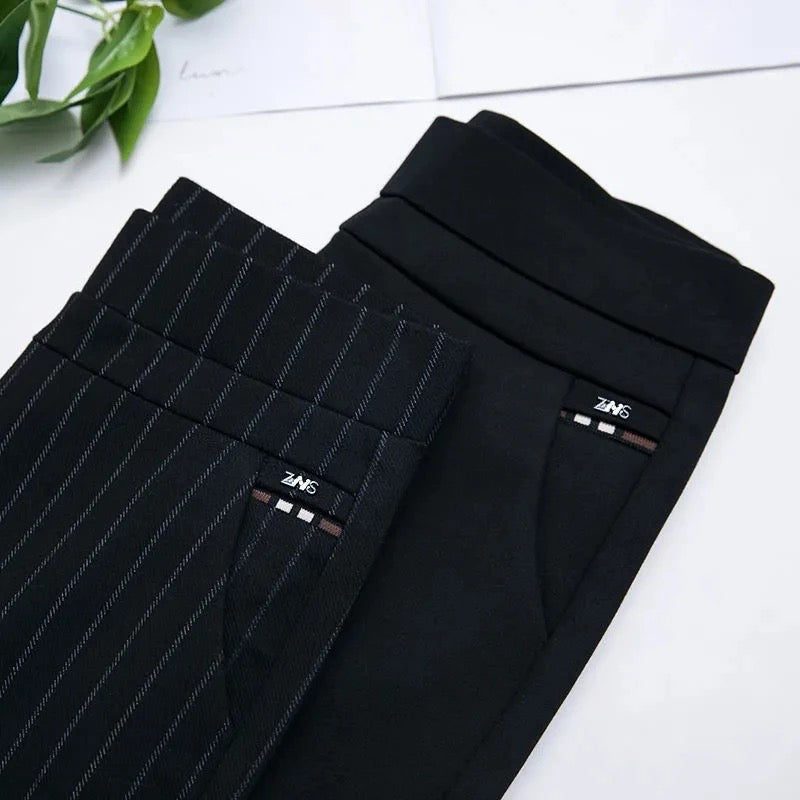 Rechte damesbroek met elastische hoge taille