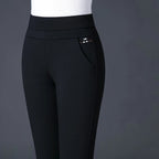 Rechte damesbroek met elastische hoge taille