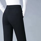 Rechte damesbroek met elastische hoge taille