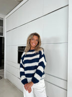 Gebreide en gestreepte oversized damestrui