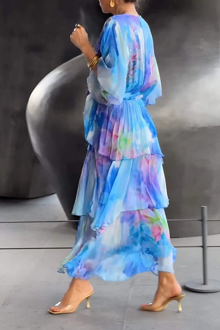 Geraldine | Lichte chiffon jurk met soepelvallende snit