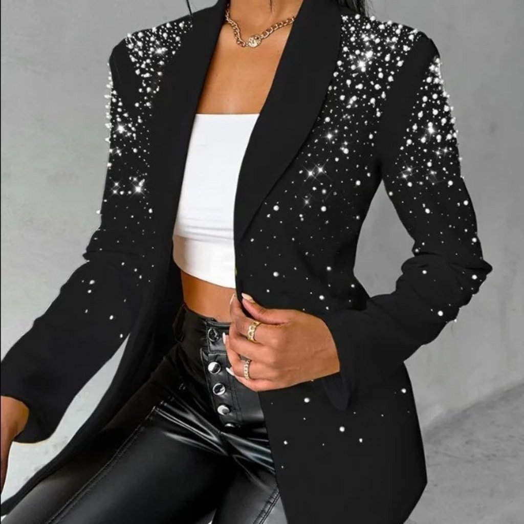 Slanke damesblazer met pareldetails