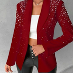 Slanke damesblazer met pareldetails