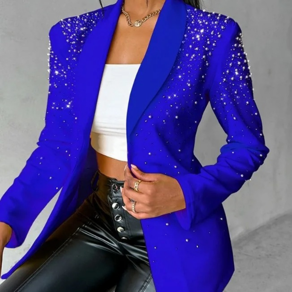 Slanke damesblazer met pareldetails