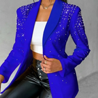 Slanke damesblazer met pareldetails