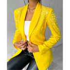 Slanke damesblazer met pareldetails
