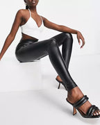 Fleece legging met leren look