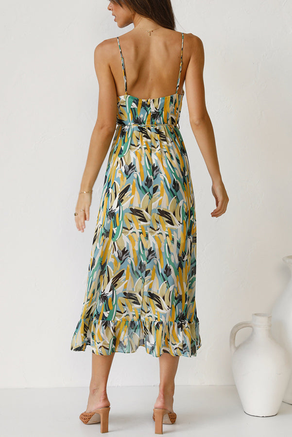Luchtige maxi zomerjurk met taille-snede