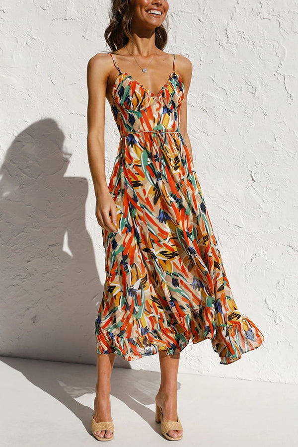 Luchtige maxi zomerjurk met taille-snede
