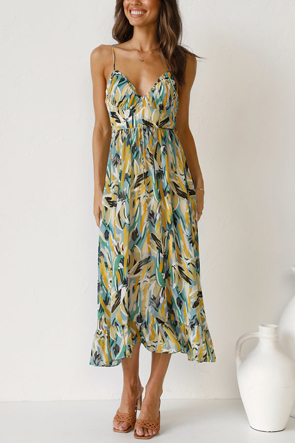 Luchtige maxi zomerjurk met taille-snede