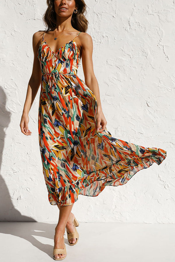 Luchtige maxi zomerjurk met taille-snede