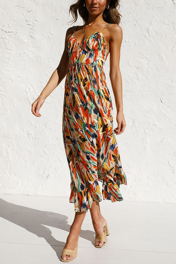 Luchtige maxi zomerjurk met taille-snede