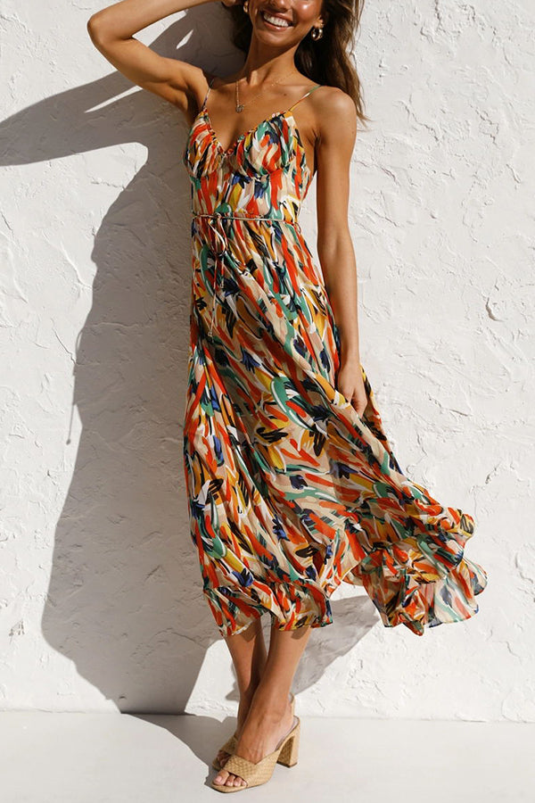 Luchtige maxi zomerjurk met taille-snede