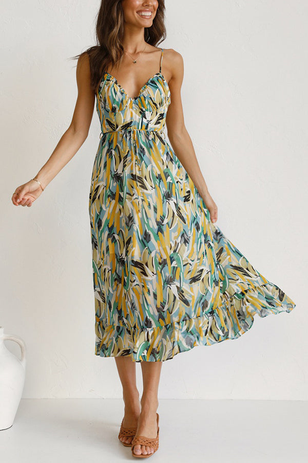 Luchtige maxi zomerjurk met taille-snede