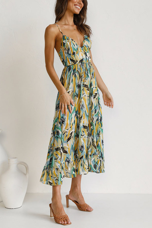 Luchtige maxi zomerjurk met taille-snede