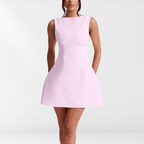 Mouwloze roze mini zomerjurk met halternek