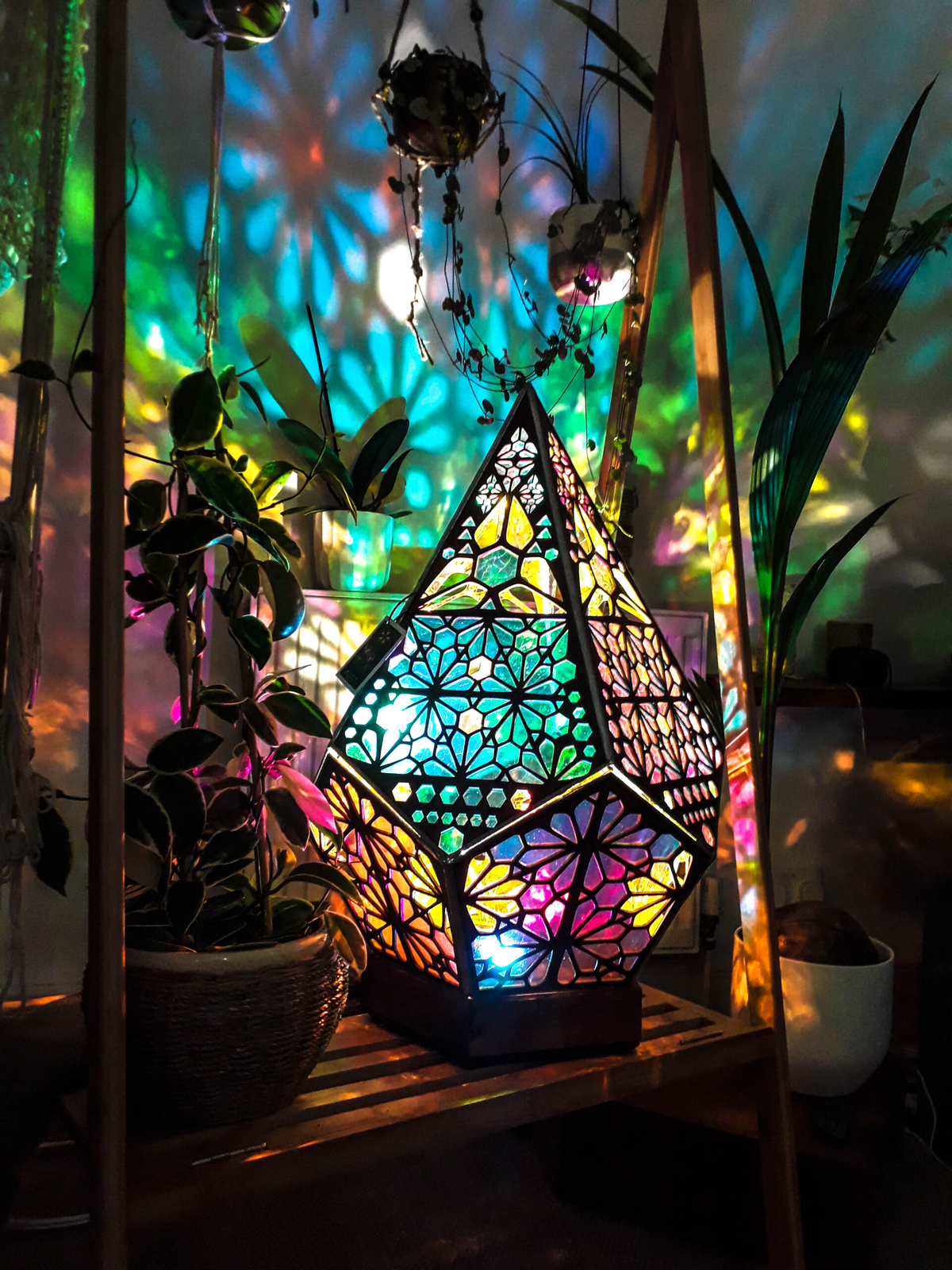 Glas-in-Lood stijl LED tafellamp
