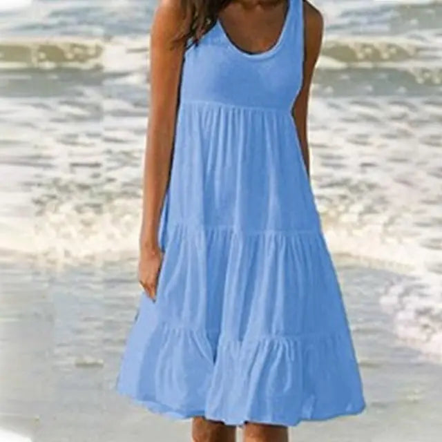 Mouwloze mini jurk met ronde hals