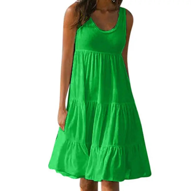 Mouwloze mini jurk met ronde hals
