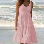 Mouwloze mini jurk met ronde hals