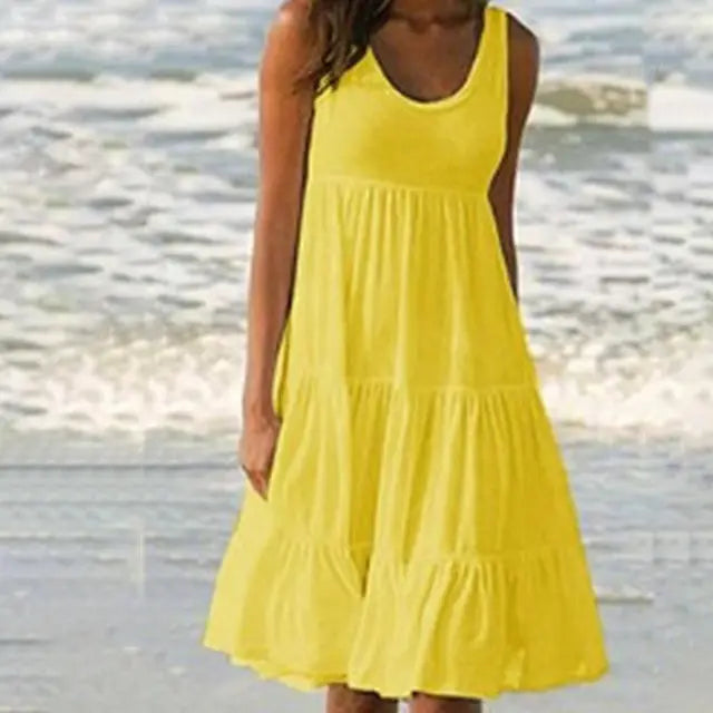 Mouwloze mini jurk met ronde hals
