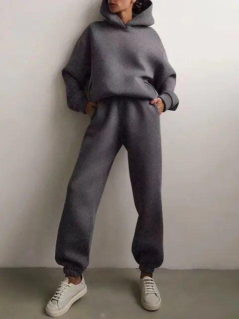 Dames fleece hoodie en joggingbroek-set