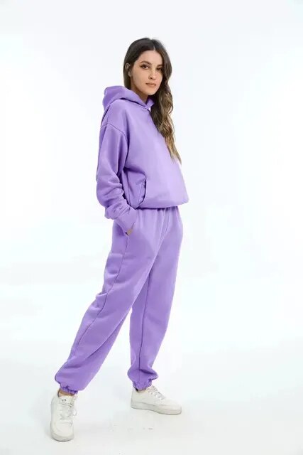 Dames fleece hoodie en joggingbroek-set
