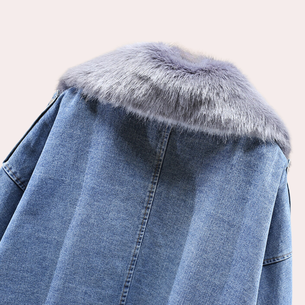 Warme denim winterjas voor dames
