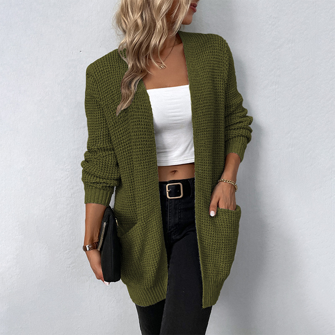 Gebreid dames vest met zakken