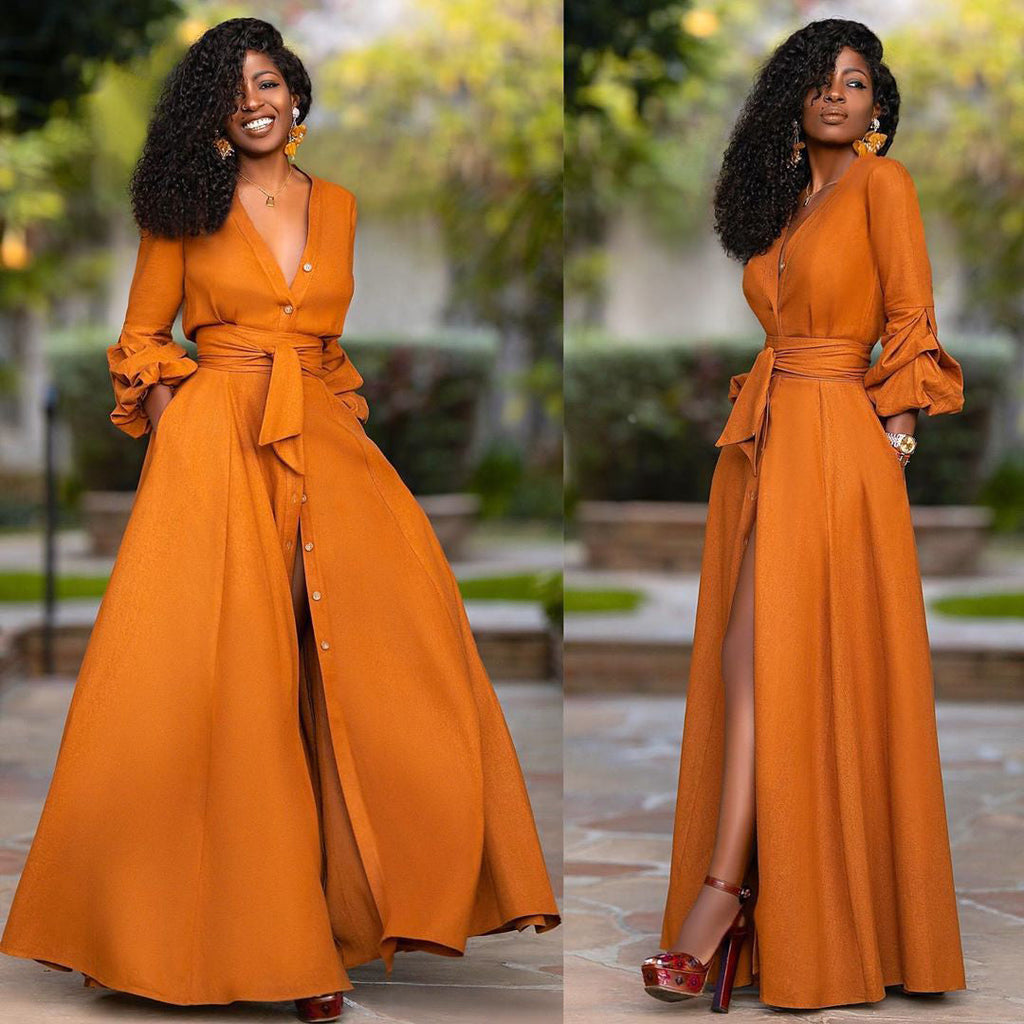 Vintage wikkel maxi jurk met ceintuur