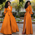 Vintage wikkel maxi jurk met ceintuur — afbeelding 12