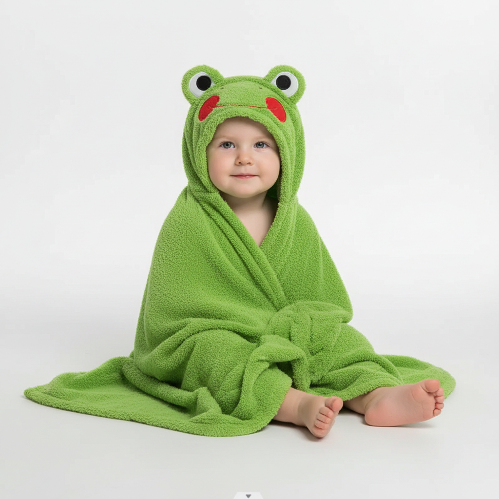 Capuchon badstof handdoek voor kinderen
