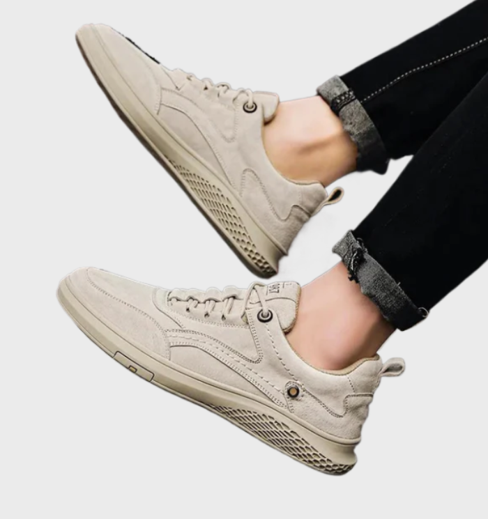 Leren sneakers met vetersluiting
